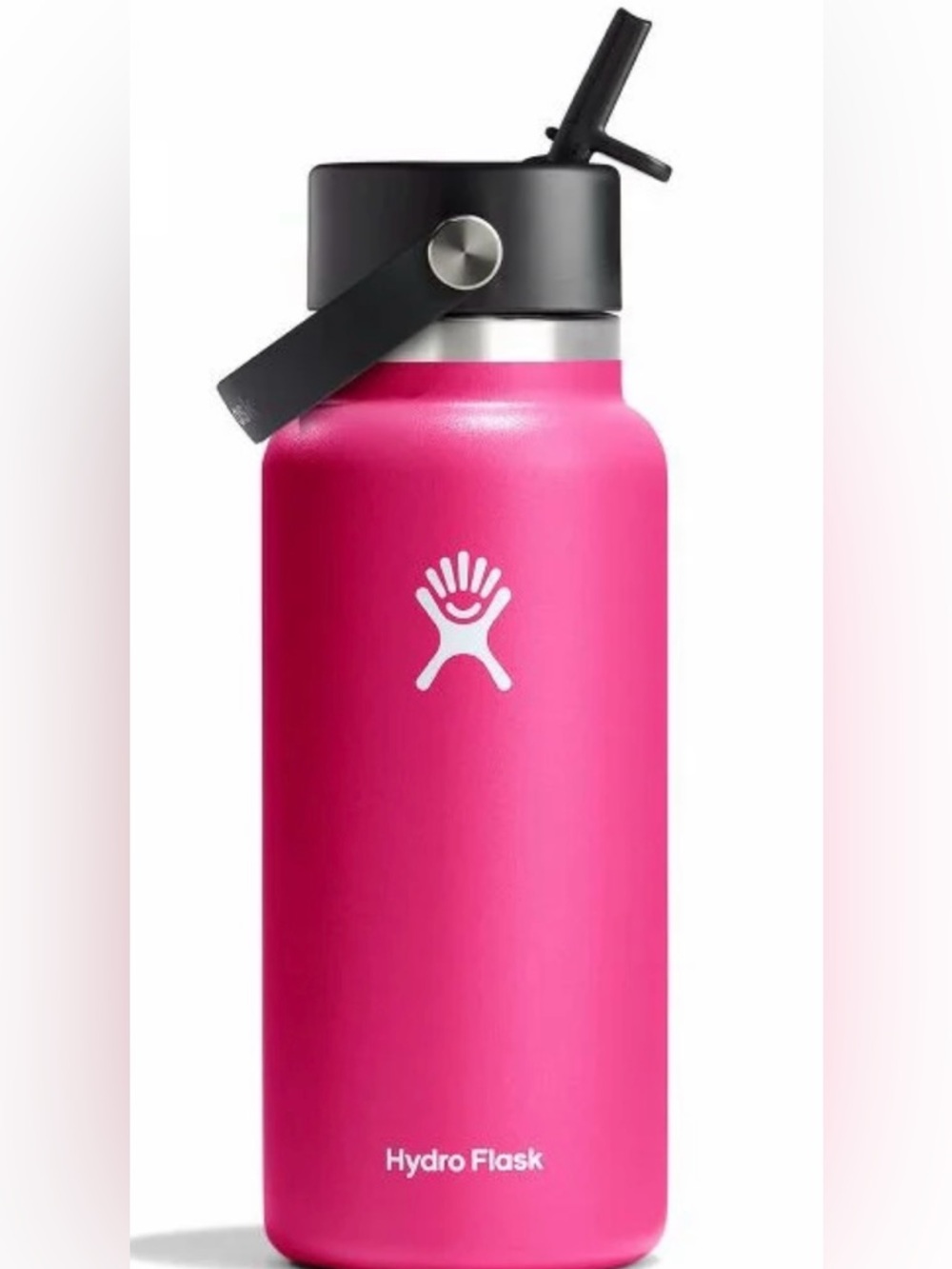 Hydro Flask Hot Pink Steel Water Bottle with Black Cap